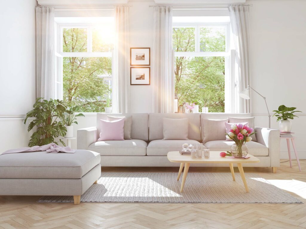 Laminate flooring in a living room