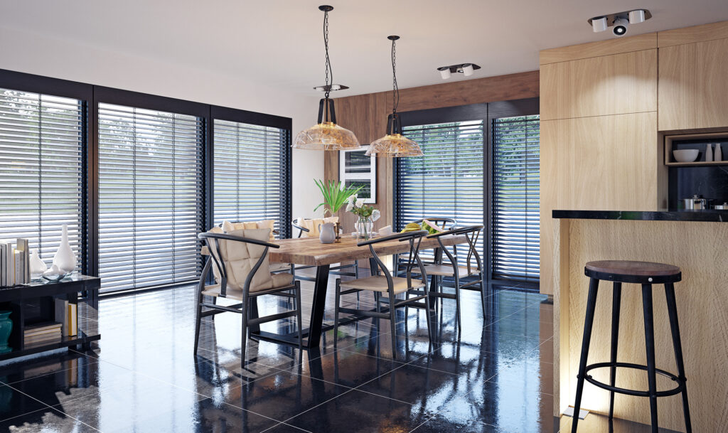 window shutters in a dining room