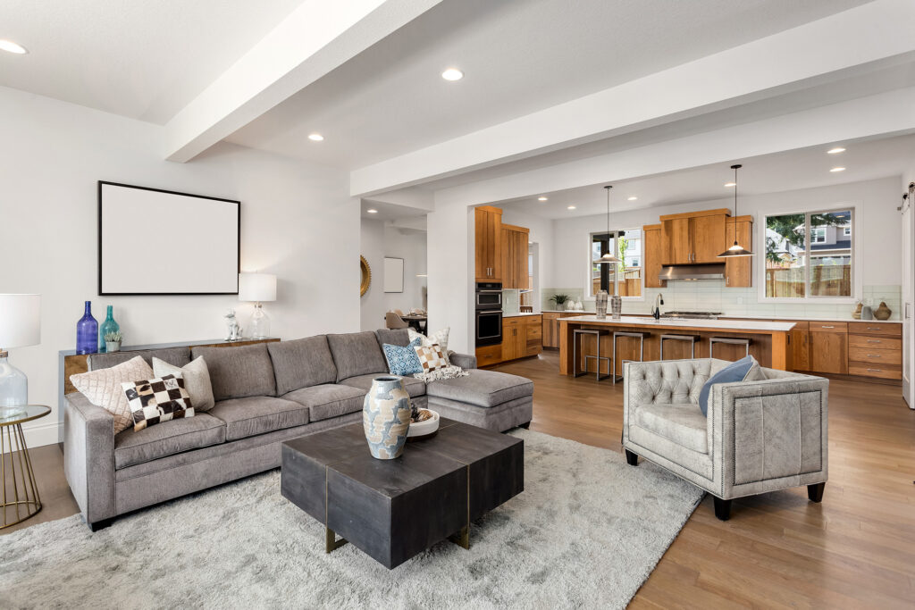 living room with an area rug