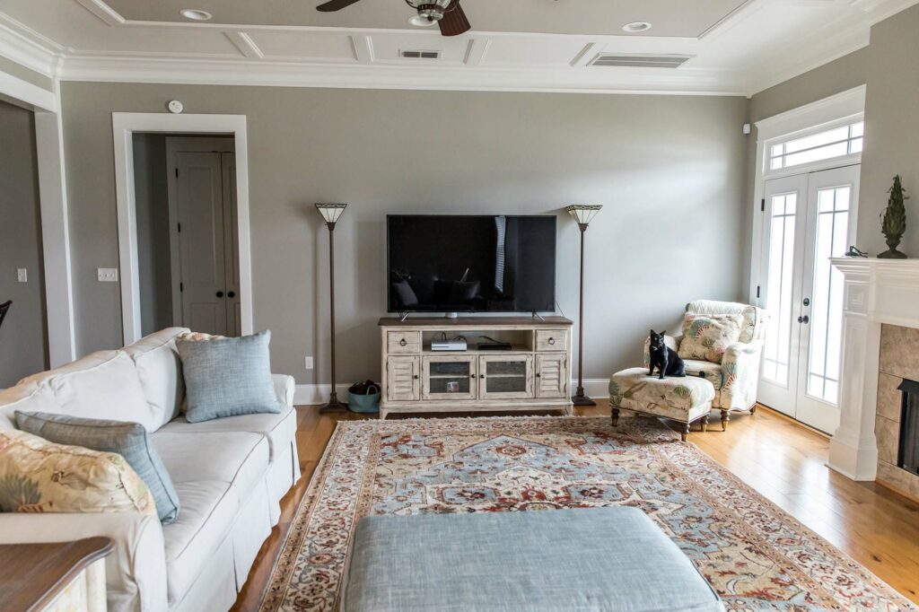 area rug in a living room